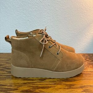 POP measured Tan Faux Suede ankle boot size 9.5 M